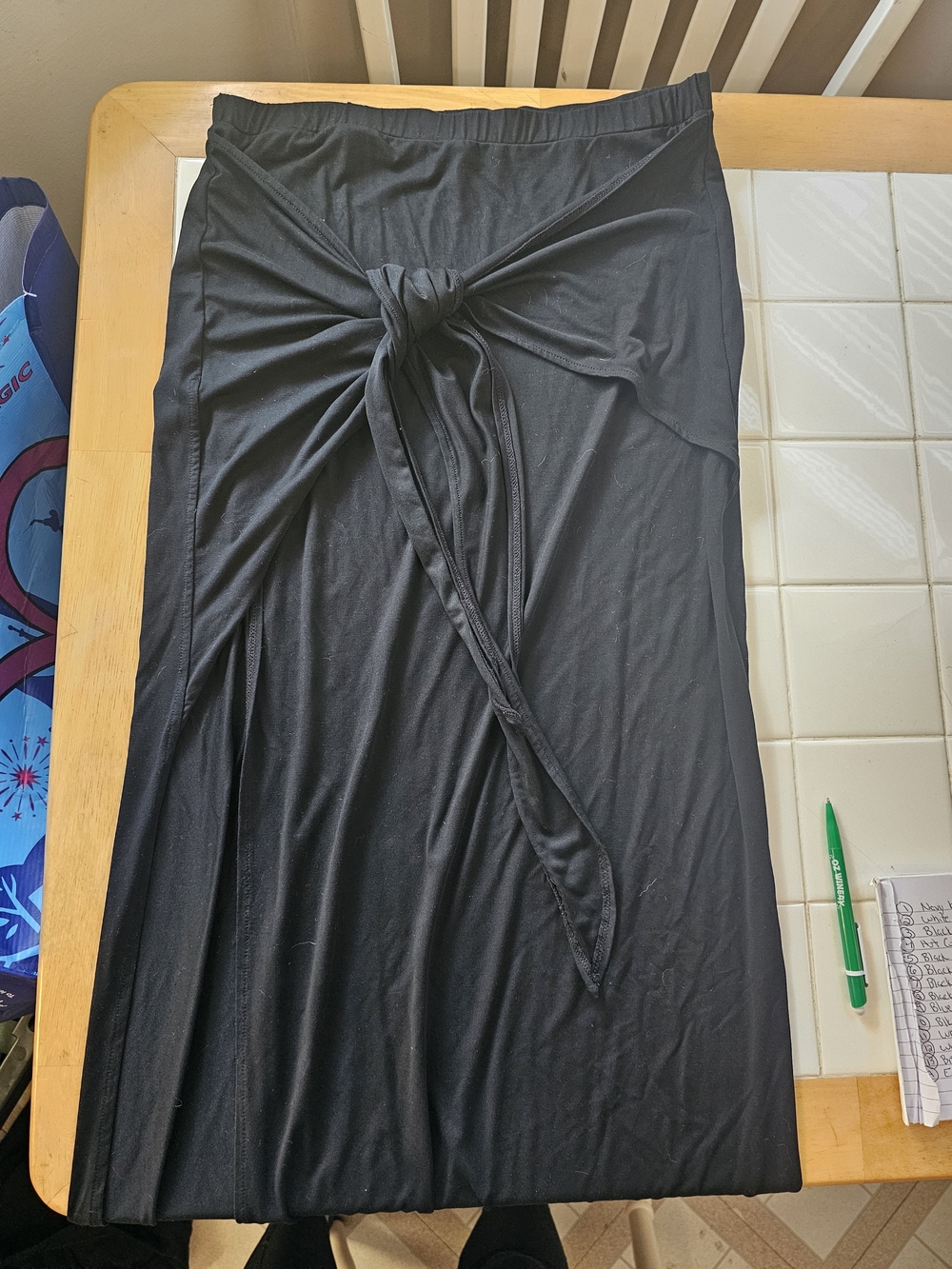 Black Tie-Front Maxi Skirt - Women's Classic Stretch